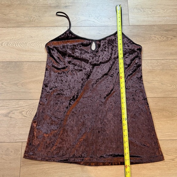 Vtg Womens Y2K 90s Brown Velvet Slip Mini Dress Whimsigoth Fairy Grunge Vampy L - Picture 6 of 7